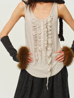 Wool Henley Ruffle Vest