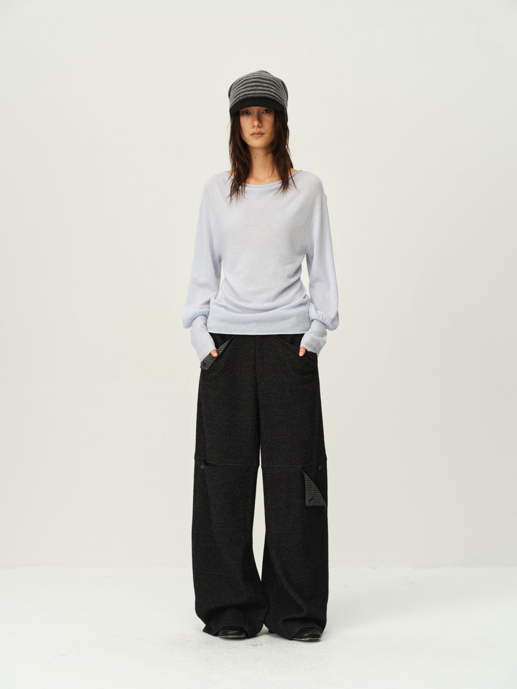 Reversible Wool Cowl-Neck Knit Top