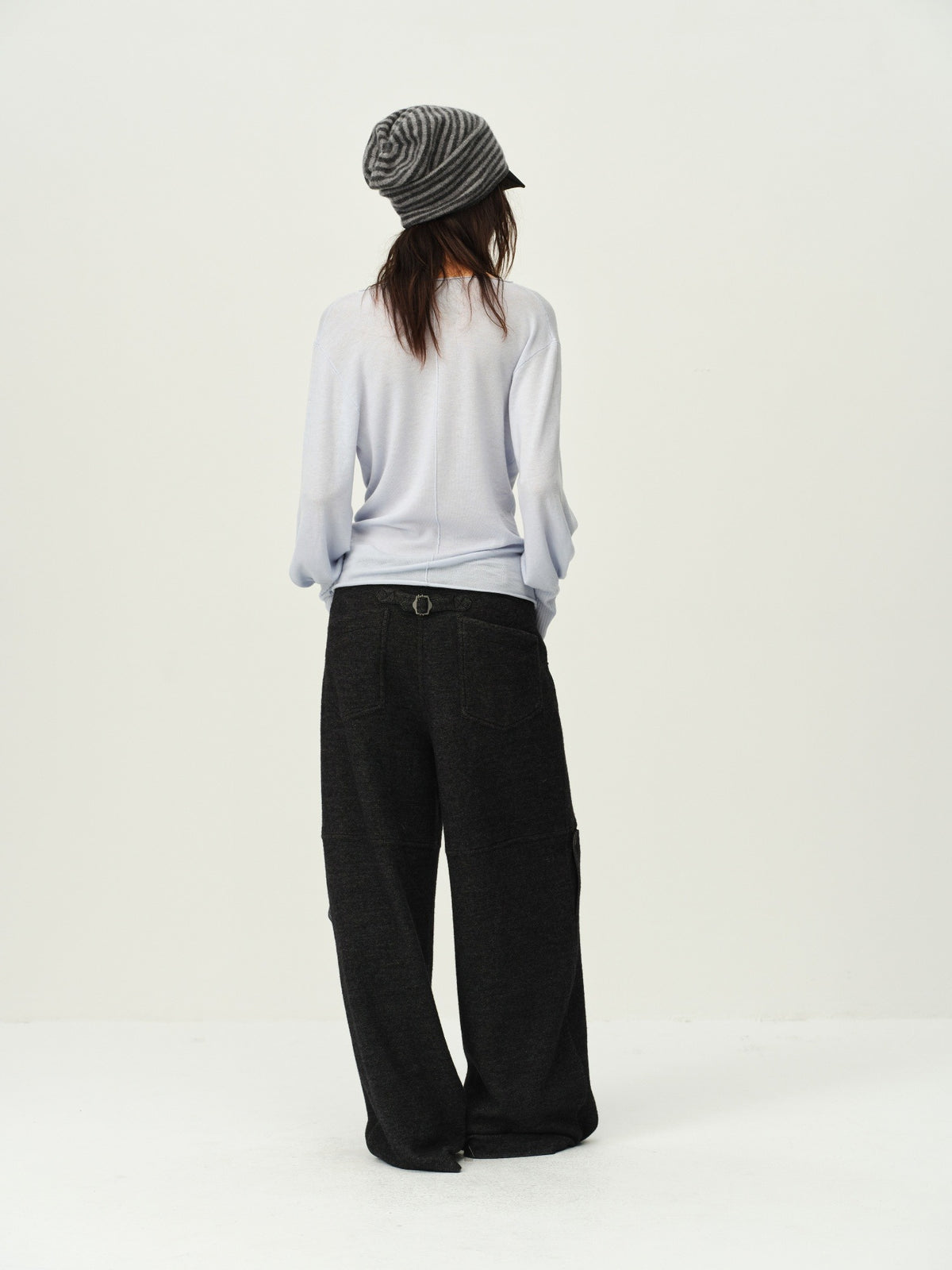 Reversible Wool Cowl-Neck Knit Top
