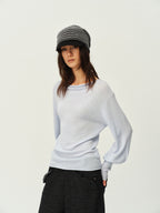 Reversible Wool Cowl-Neck Knit Top