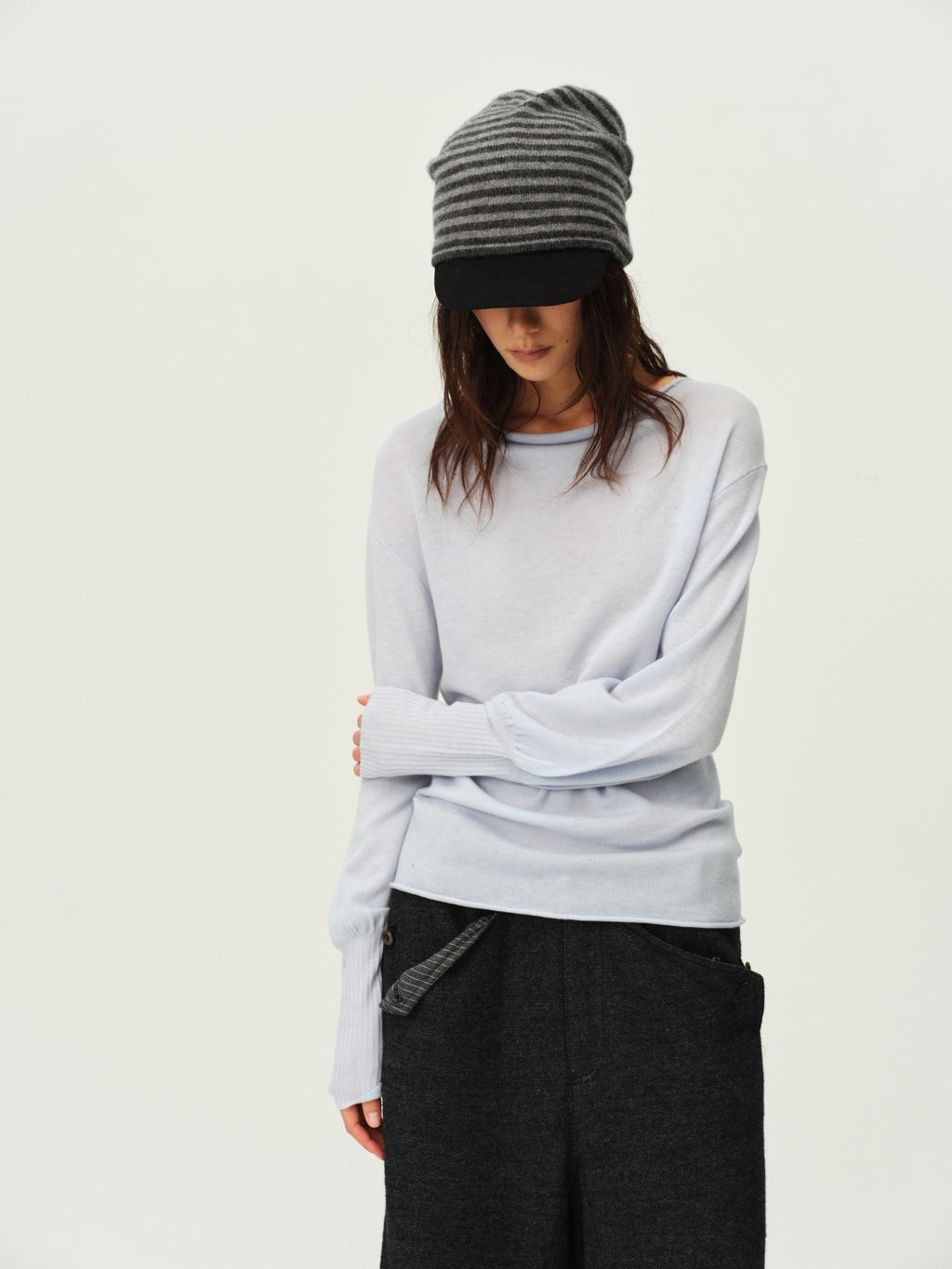 Reversible Wool Cowl-Neck Knit Top