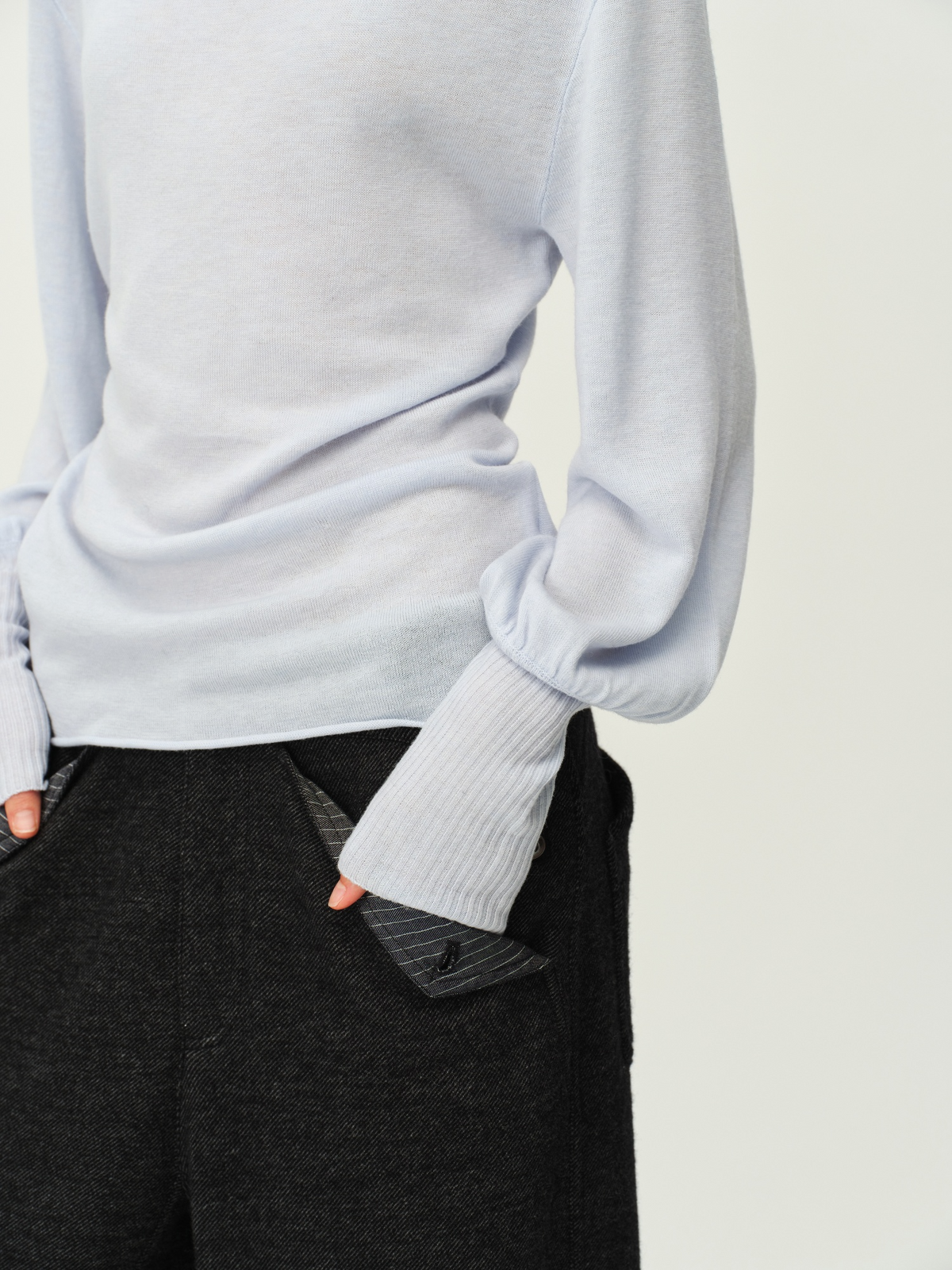 Reversible Wool Cowl-Neck Knit Top