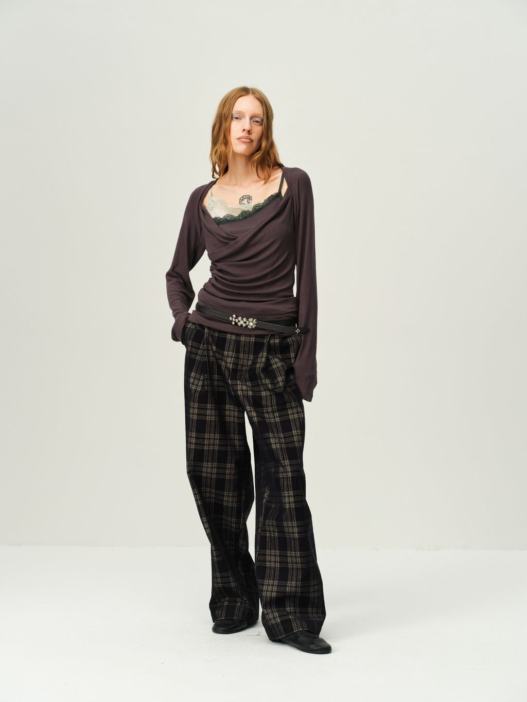 Asymmetric Cowl-Neck Wool Top