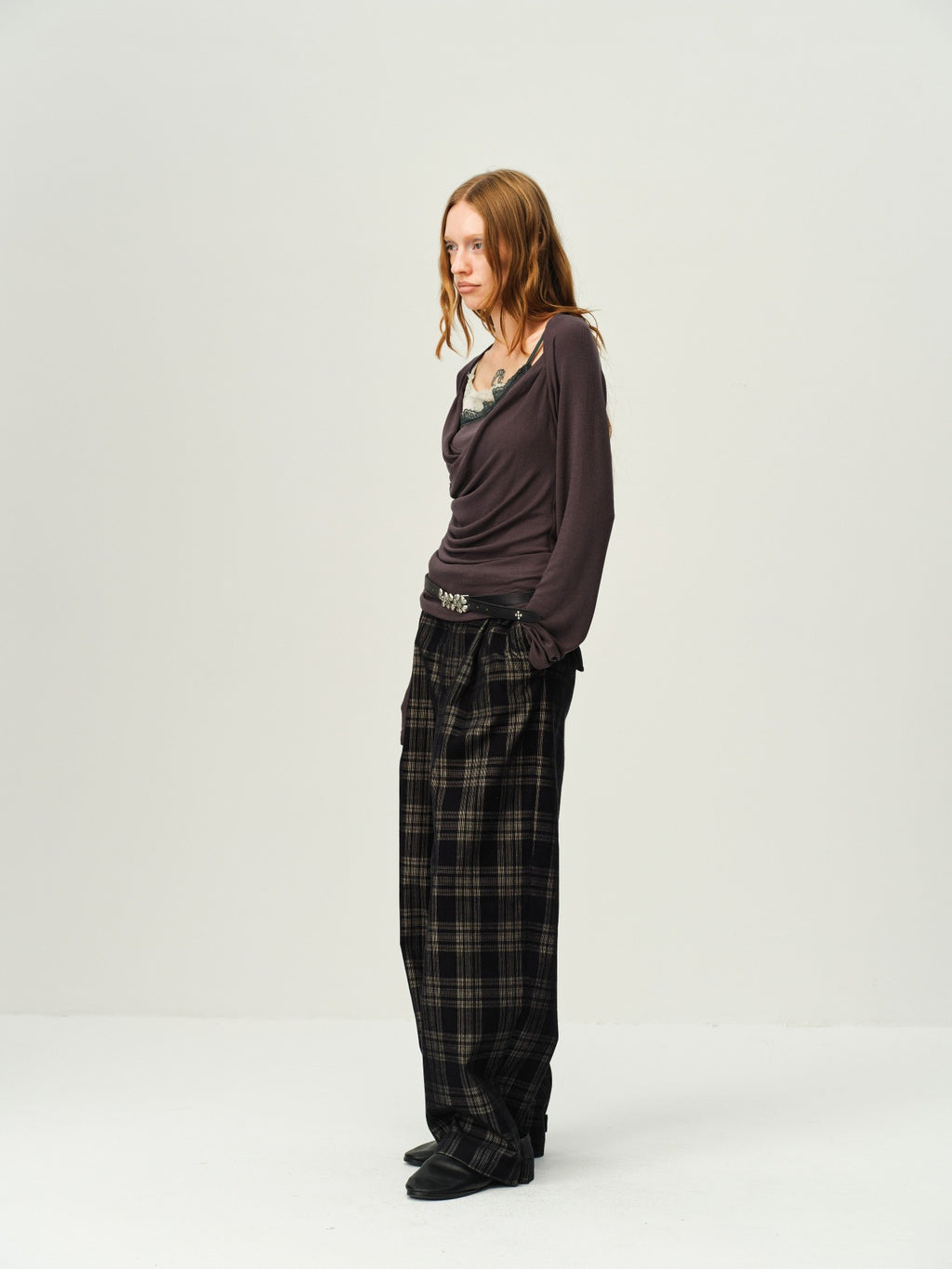 Asymmetric Cowl-Neck Wool Top