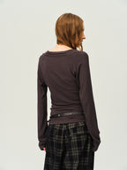 Asymmetric Cowl-Neck Wool Top