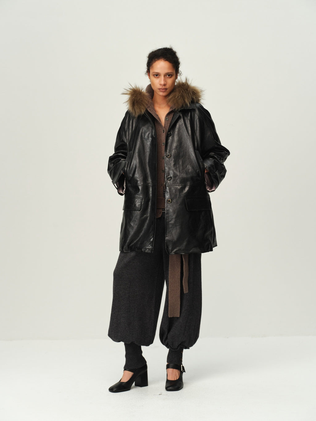 Waxed Sheep Leather Midi Jacket
