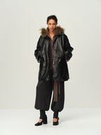 Waxed Sheep Leather Midi Jacket
