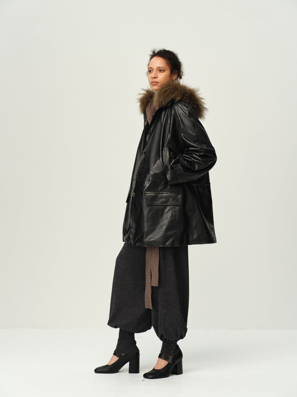 Waxed Sheep Leather Midi Jacket