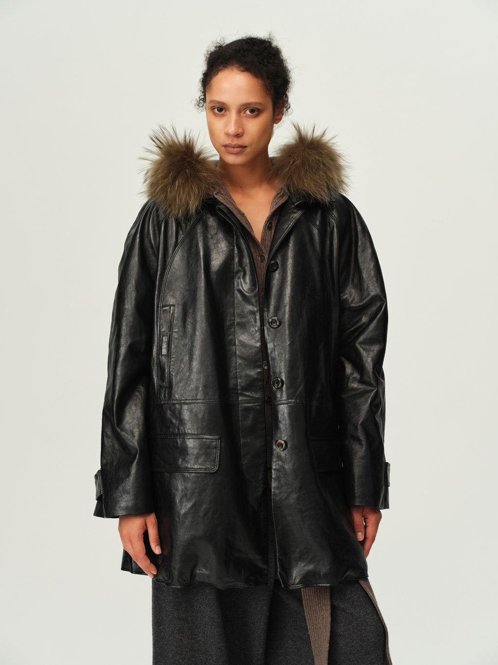 Waxed Sheep Leather Midi Jacket