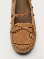 Suede Tassel Studded Loafers