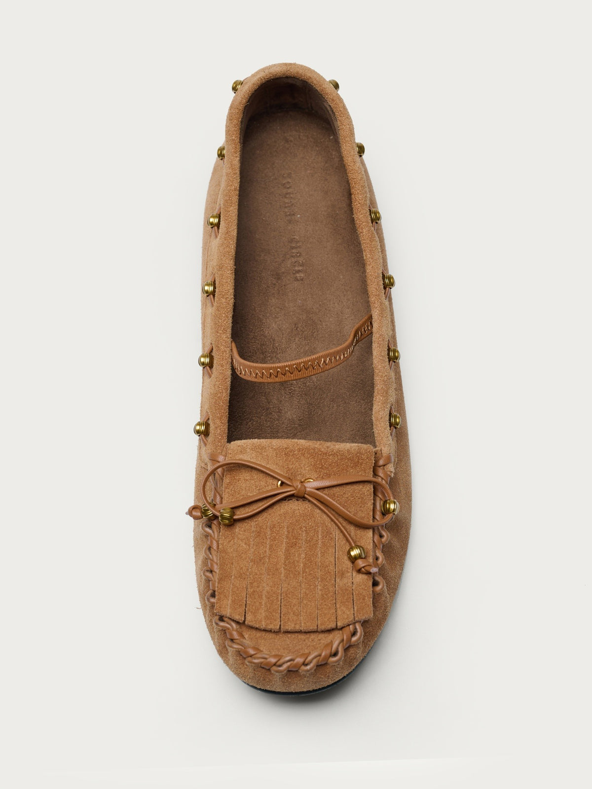 Suede Tassel Studded Loafers