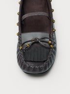 Suede Tassel Studded Loafers