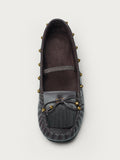 Suede Tassel Studded Loafers