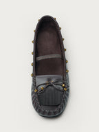 Suede Tassel Studded Loafers