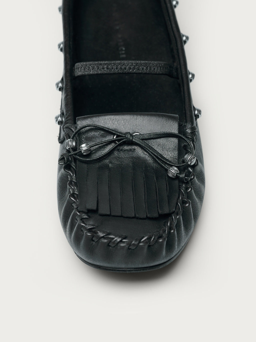Suede Tassel Studded Loafers