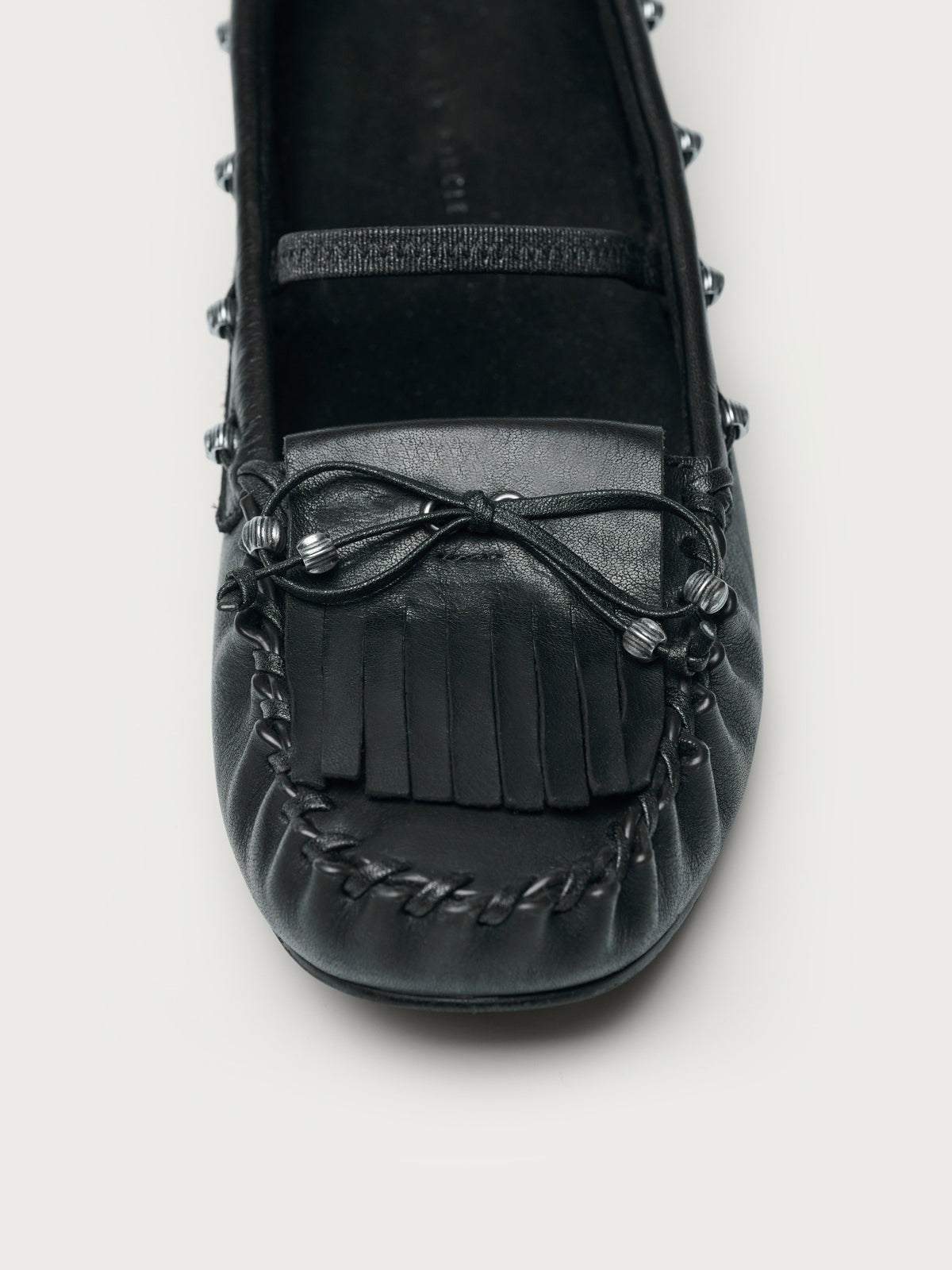 Suede Tassel Studded Loafers