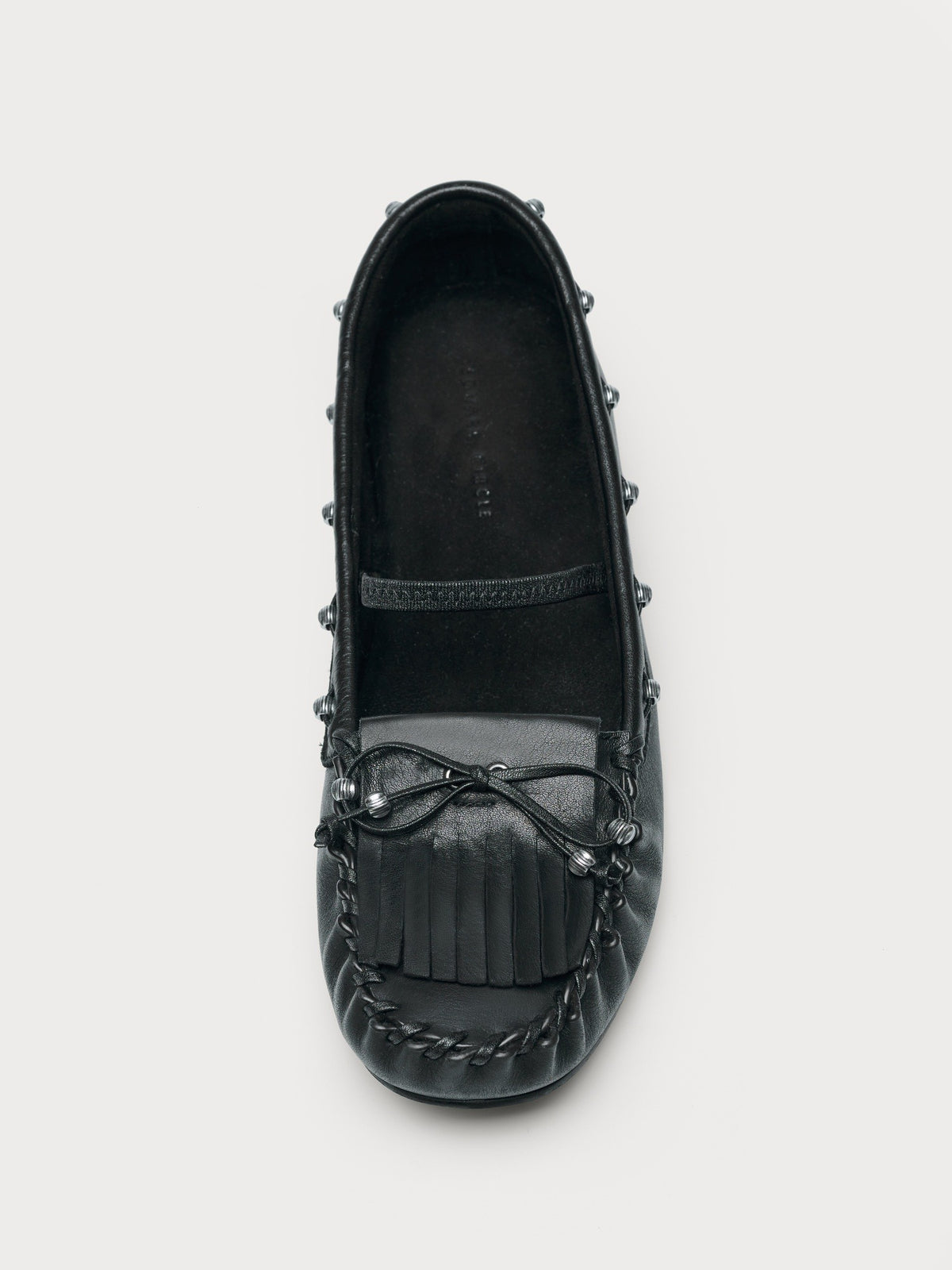 Suede Tassel Studded Loafers
