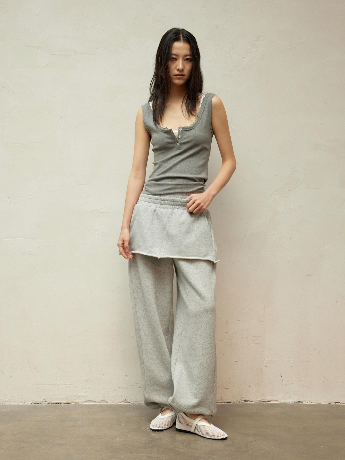 Dual-Waistband 2-in-1 Cuffed Skirt Joggers