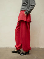 Dual-Waistband 2-in-1 Cuffed Skirt Joggers