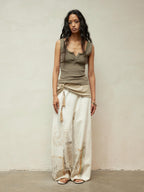 Lace Collar Paneled Henley Neck Layering Utility Vest