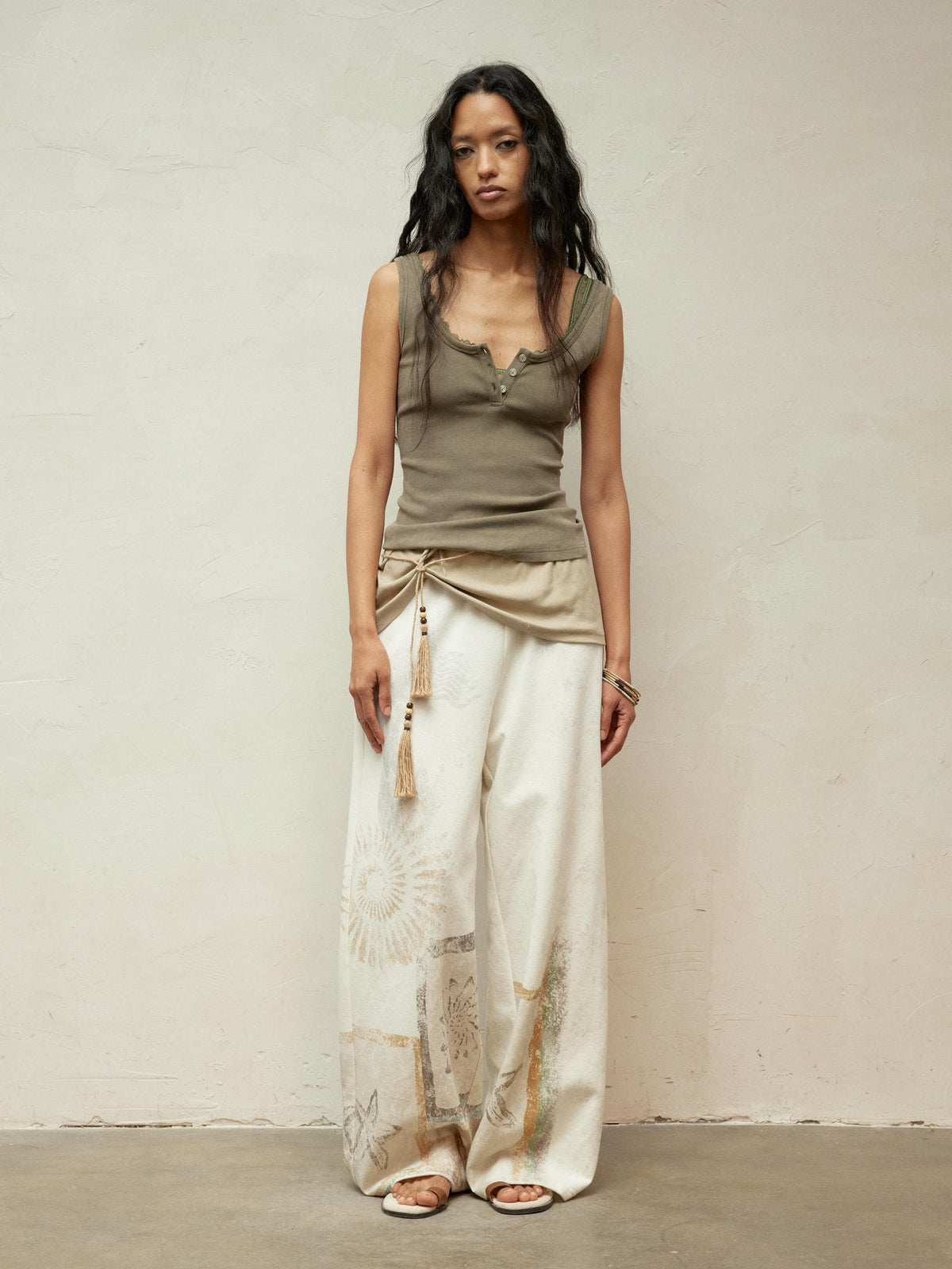 Lace Collar Paneled Henley Neck Layering Utility Vest