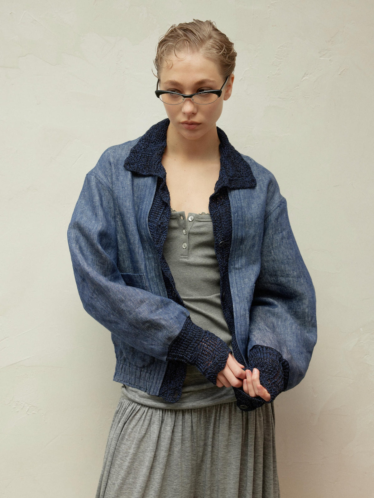 Wool Jacquard Double-Breasted Jacket