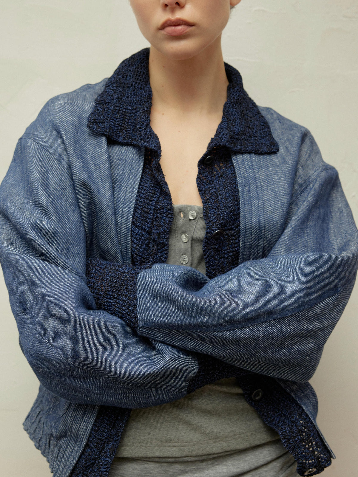 Wool Jacquard Double-Breasted Jacket