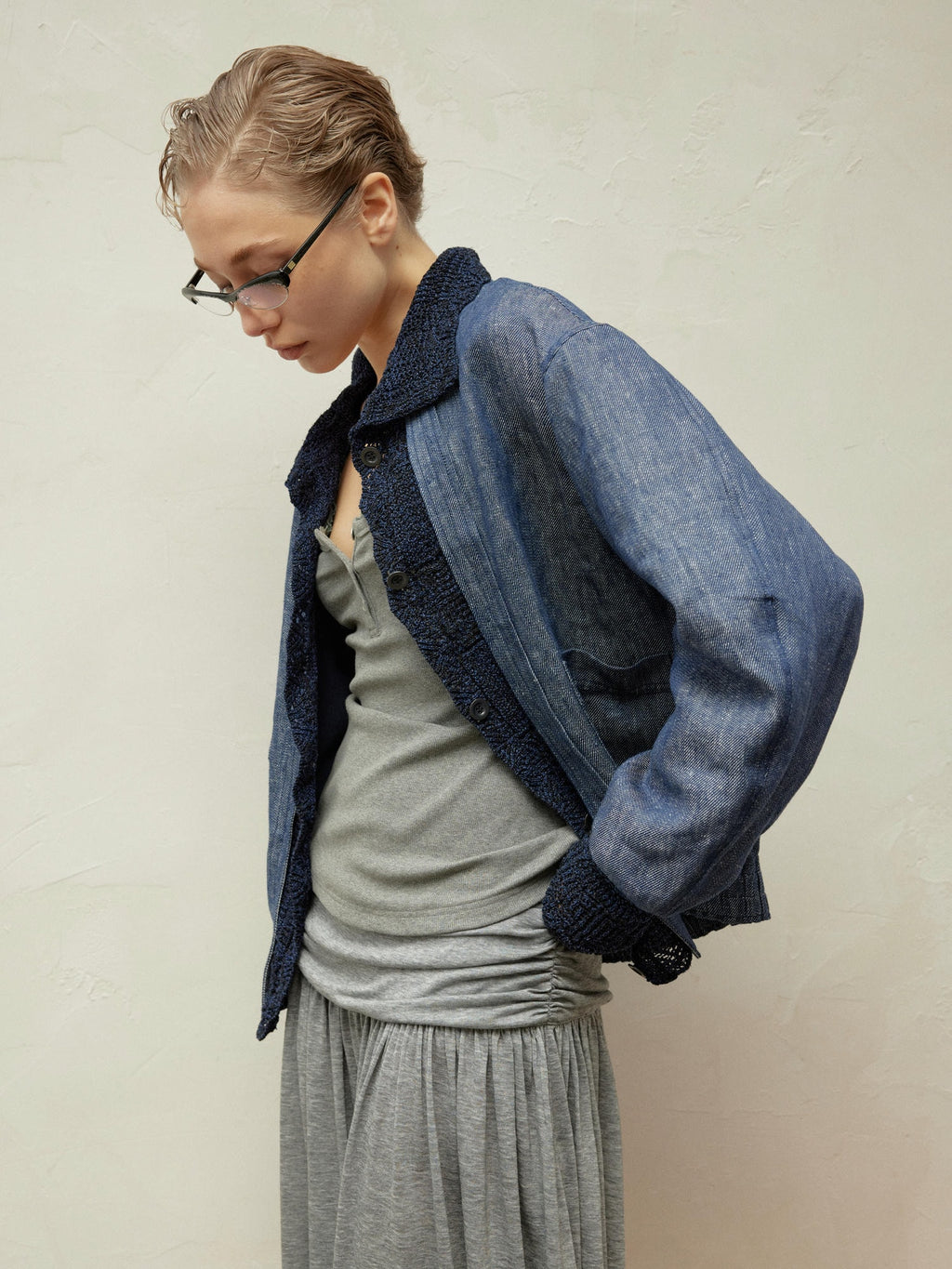 Wool Jacquard Double-Breasted Jacket