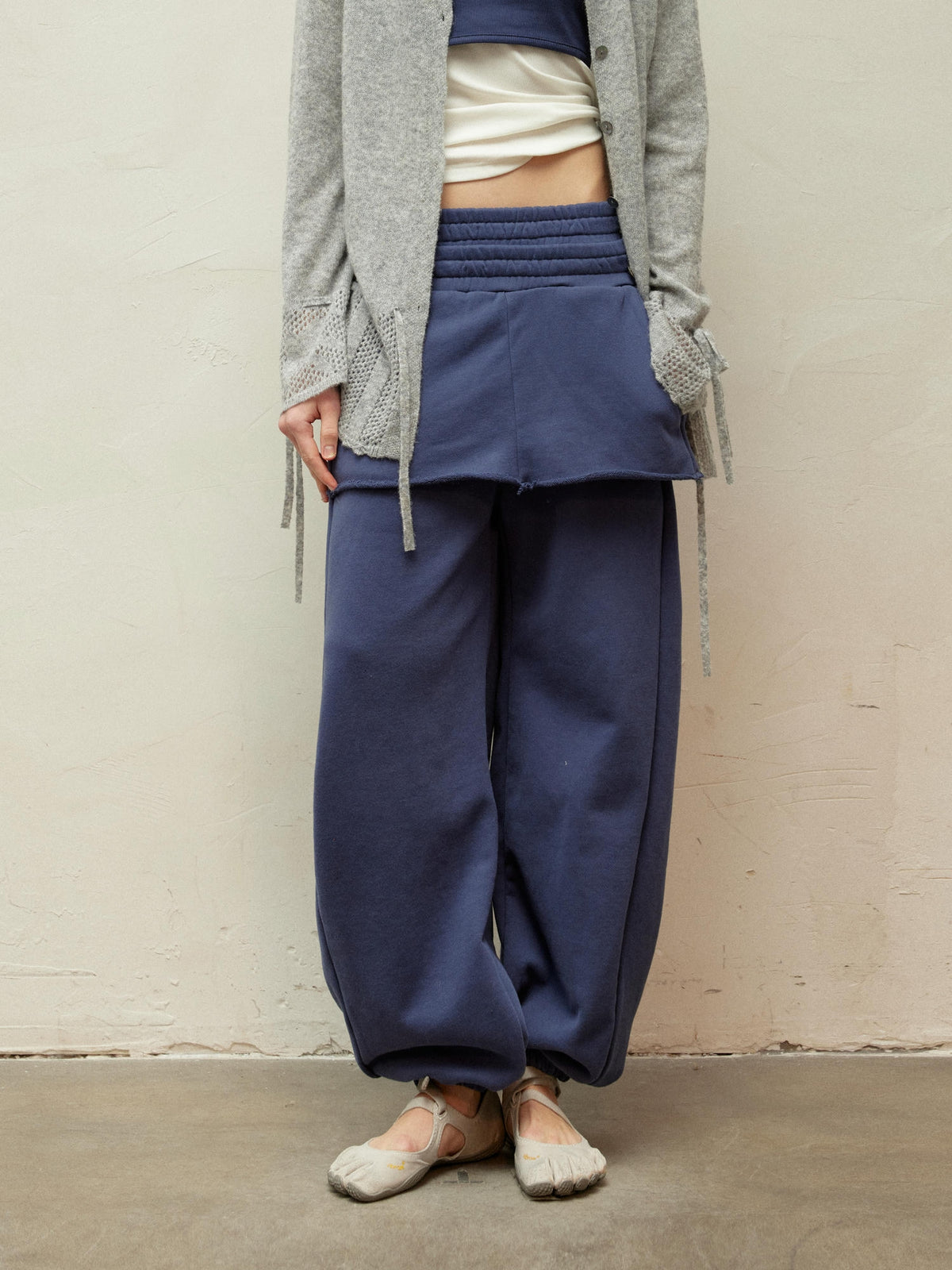 Dual-Waistband 2-in-1 Cuffed Skirt Joggers