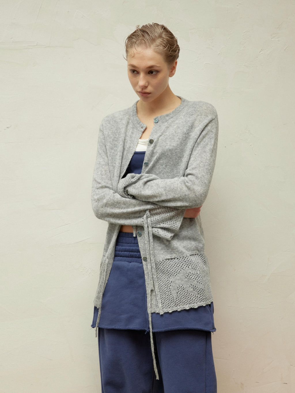 Alpaca-Blend Sheer Knit Cardigan