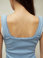 Lace Collar Paneled Henley Neck Layering Utility Vest