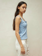 Lace Collar Paneled Henley Neck Layering Utility Vest