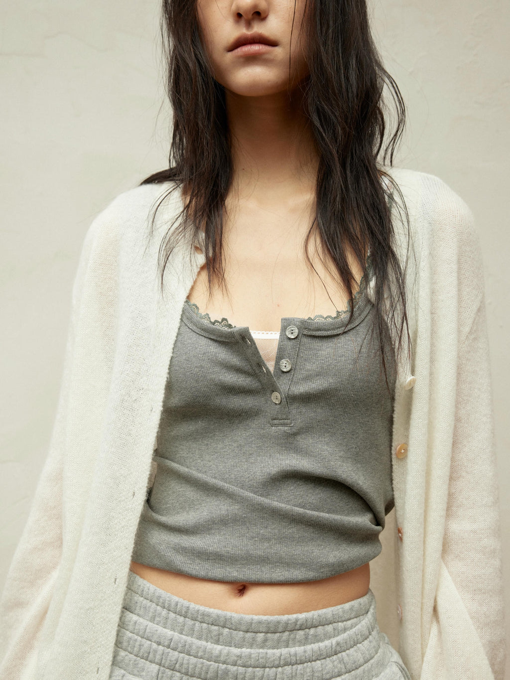 Alpaca-Blend Sheer Knit Cardigan