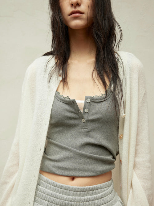 Alpaca-Blend Sheer Knit Cardigan