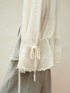 Alpaca-Blend Sheer Knit Cardigan
