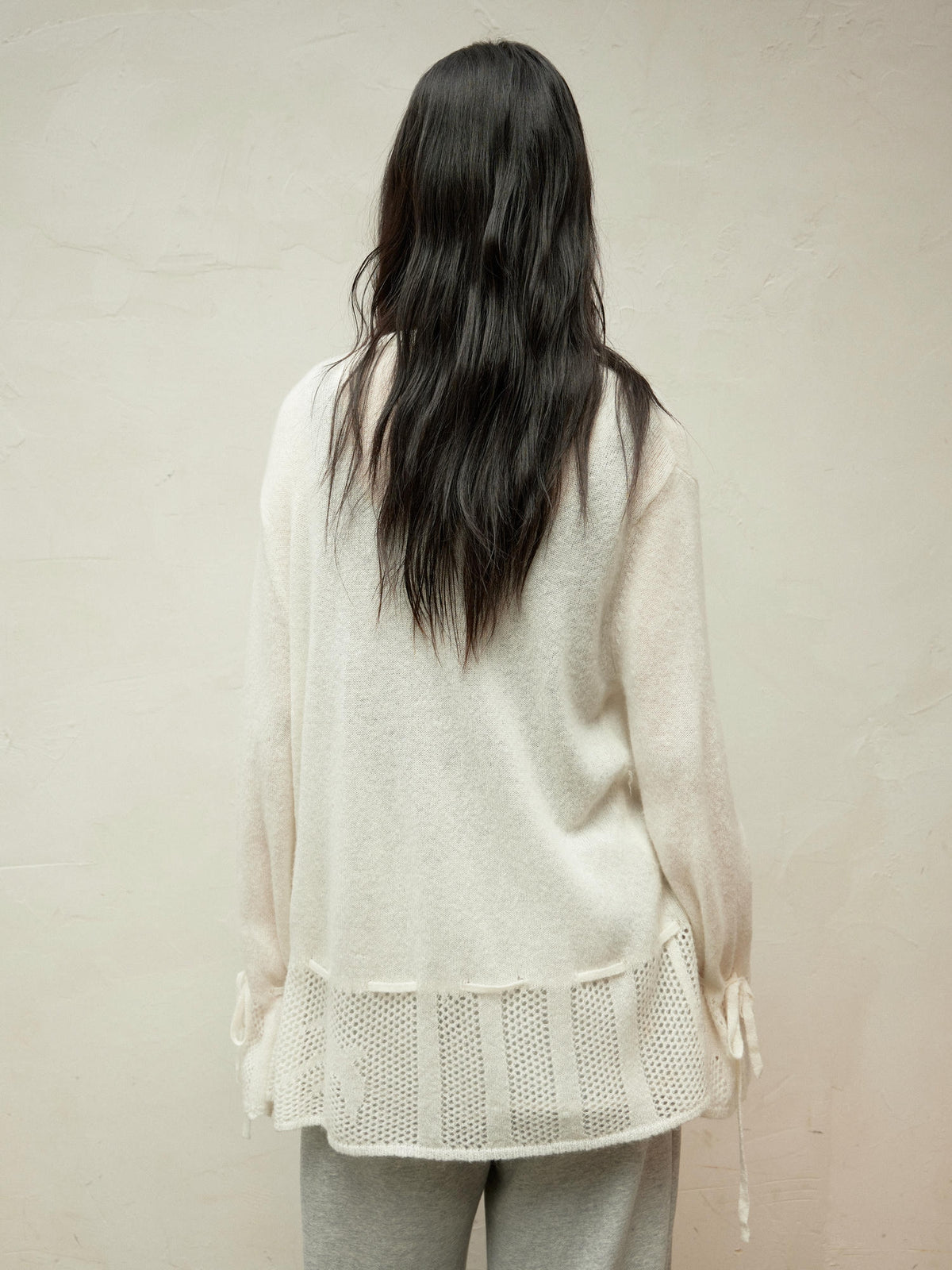 Alpaca-Blend Sheer Knit Cardigan