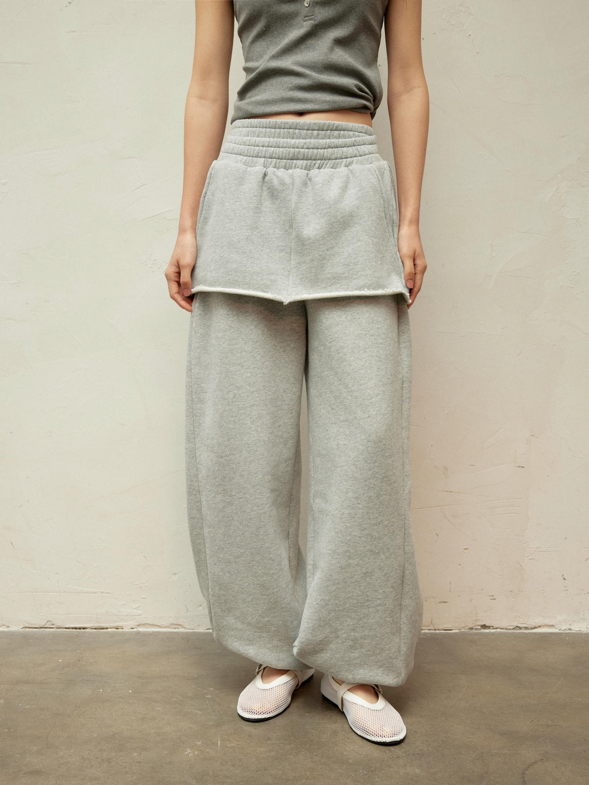 Dual-Waistband 2-in-1 Cuffed Skirt Joggers