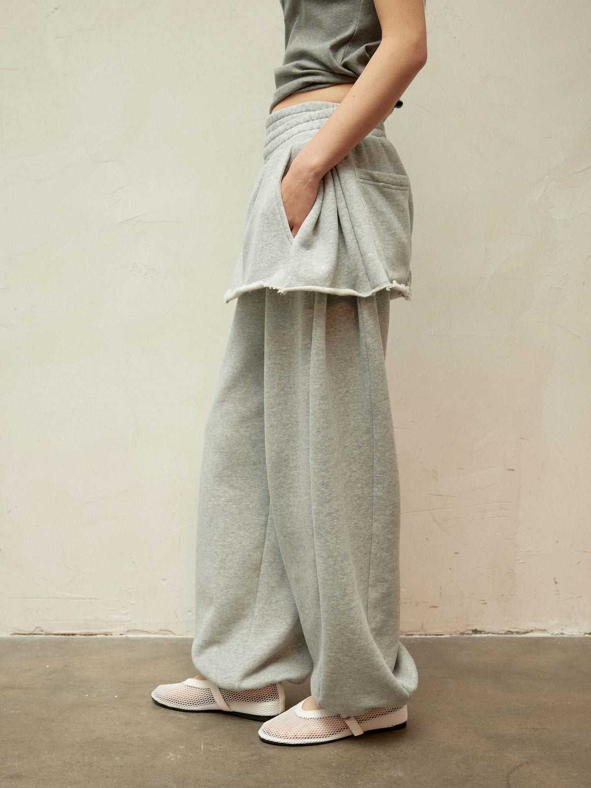Dual-Waistband 2-in-1 Cuffed Skirt Joggers