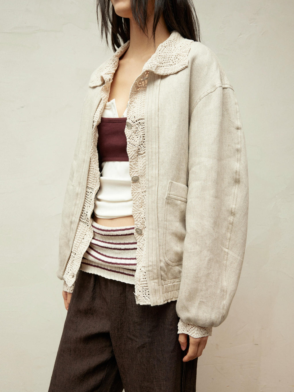 Wool Jacquard Double-Breasted Jacket
