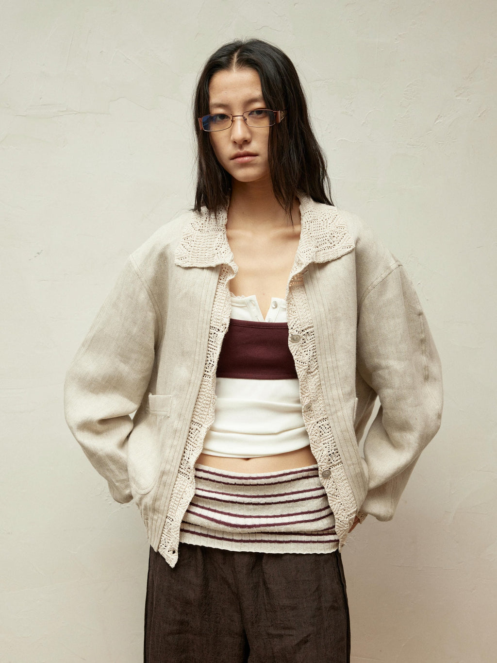 Wool Jacquard Double-Breasted Jacket